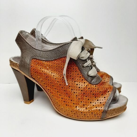 DKODE Peep-Toe Lace-up Perforated Leather High Heels Sz 10 | Eur 41 - Picture 2 of 14